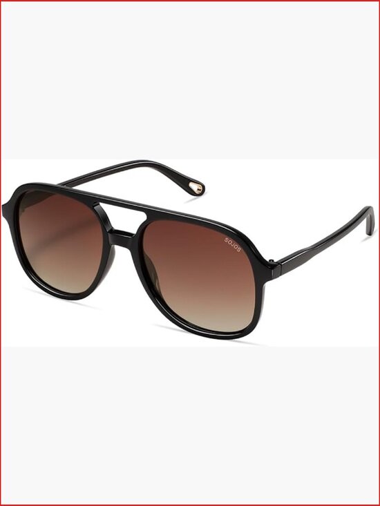 Retro Polarized Aviator Sunglasses, UV400 Protection, Square Frame main image 6